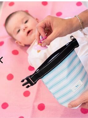 New Scout Pink Stripe Chalk Pacifier Bag